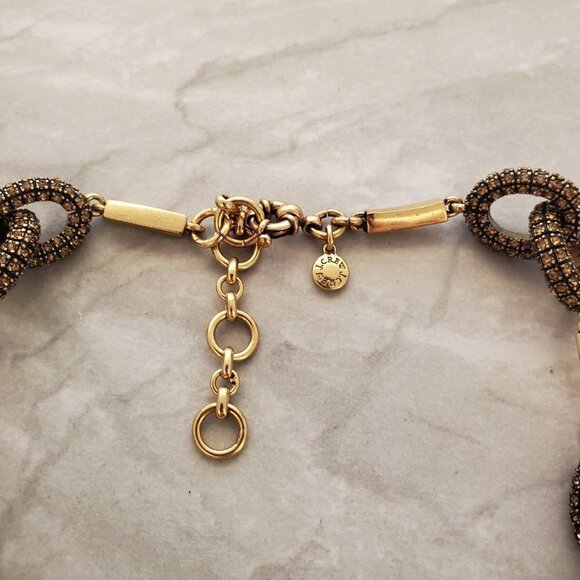 ✨ J.Crew Antiqued Distress Pave Rhinestones Crystal Classic Statement Necklace ✨ - Picture 8 of 13